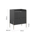 Ver imagem 7 de Mesa de Cabeceira Moriah 45cm Grafite com Duas Gavetas e Pés de Ferro Industrial Champagne