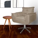 Ver imagem 1 de Poltrona Decorativa Hall de Entrada Base Giratória de Metal Opala Suede Cappuccino - LM DECOR