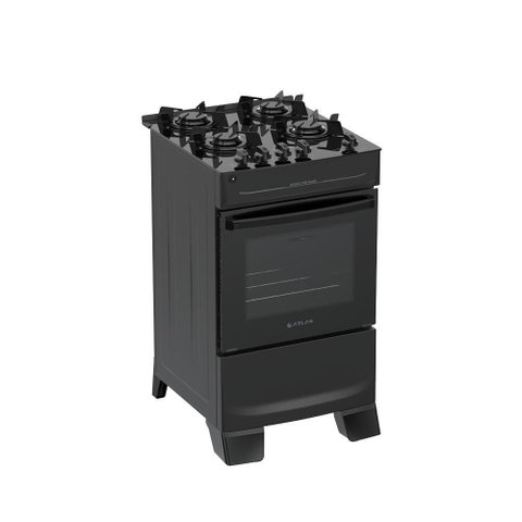 Fogão 4 Bocas Atlas Mônaco Top Glass Mesa Vidro preto bivolt