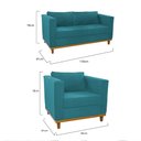 Ver mais imagens de Kit Sofá 2 Lugares e Poltrona Europa Suede Azul Turquesa - Am Decor