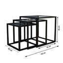 Ver imagem 2 de Conjunto De Mesa Lateral Trio Isabela Preto Tampo Vidro 5