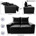 Ver imagem 2 de Sofá 3 Lugares Retrátil e Reclinável 1.80m Cama Inbox Smal com Bordado Pantográfico Suede Preto