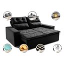 Ver imagem 3 de Sofá 3 Lugares Retrátil e Reclinável 1.80m Cama Inbox Smal com Bordado Pantográfico Suede Preto