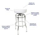 Ver imagem 3 de Banqueta Bar Média Altura 65cm Cromada assento branco Giratória Poltronas do Sul