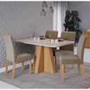 Ver imagem 1 de Conjunto Sala de Jantar Mesa Maite 130x80 cm e 4 Cadeiras Fernanda Cimol Nature/Off White/Madeira/