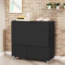 Mesa Dobrável Jade Com 4 Bancos De Encaixe e Rodízios Preto - 2