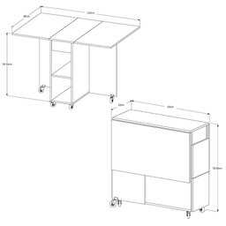 Mesa Dobrável Jade Com 4 Bancos De Encaixe e Rodízios Preto - 4
