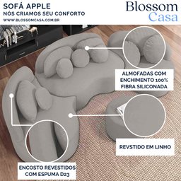 Sofá Orgânico Apple 3,08m Veludo com Pés de Madeira - 7