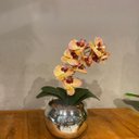 Ver imagem 2 de Orquídea Tigre Rosa Artificial Arranjo No Vaso Espelhado