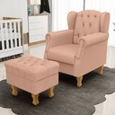 Ver imagem 2 de Poltrona de Amamentação Yara P02 Com Puff Paris Luis Xv L02 Linho Rosê - Lyam Decor