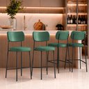 Ver imagem 1 de Kit 4 Banquetas Baixa Sala de Jantar Lisa Pés Preto PU Verde m² - Monari Design