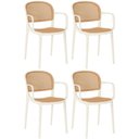 Ver imagem 1 de Kit 4 Cadeiras de Jantar Roma Prática com Braços para Sala e Cozinha - Bege