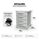 Ver imagem 5 de Carrinho 4 Gavetas com Rodinhas para Casa, Escritório, Quarto, Área Profissional | Mad.U