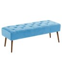 Ver imagem 1 de Banco Estofado Rubi 1,40m Suede Azul Turquesa - Clique Decorações