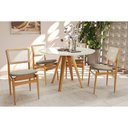 Ver imagem 1 de Conjunto Mesa Duna Premium Madeira Maciça C/ Tampo Madeirado C/ Vidro 120x120cm e 4 Cadeiras Stela