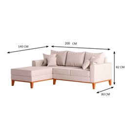 Sofá 3 Lugares Beny com Chaise Esquerdo Linho Cru - 3