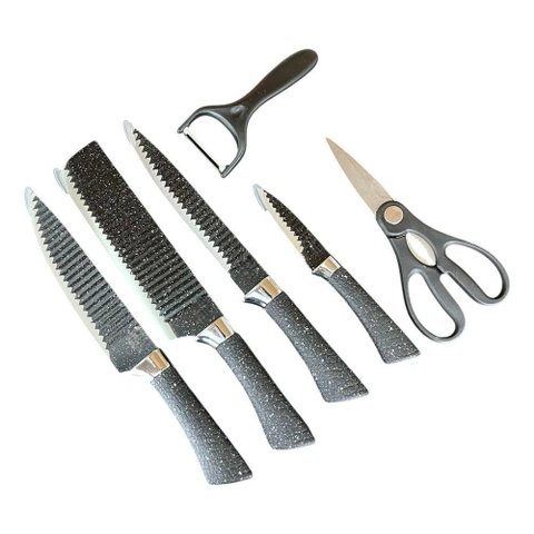 Jogo Facas 6 Peças Inox Cabo Ergonômico Completo