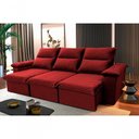 Ver imagem 1 de Sofá Retrátil Reclinável Paris 2,30m Suede Velut Vermelho Molas no Assento - King House