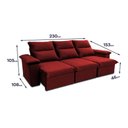 Ver imagem 3 de Sofá Retrátil Reclinável Paris 2,30m Suede Velut Vermelho Molas no Assento - King House