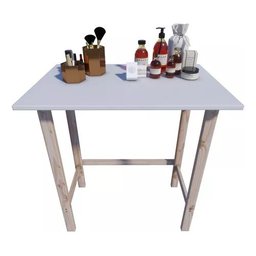 Mesa Dobrável Quadrada Desmontável Branca e Preta Retratil Technox Marron - 5