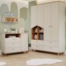 Quarto Bebê Completo Guarda Roupas 4 Portas Cômoda 1 Porta 100% Mdf - 1
