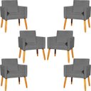 Ver imagem 1 de Kit 6 Poltronas Decorativas para Sala para Recepção Consultório Nina Suede Cores Pé Palito 30cm Cast