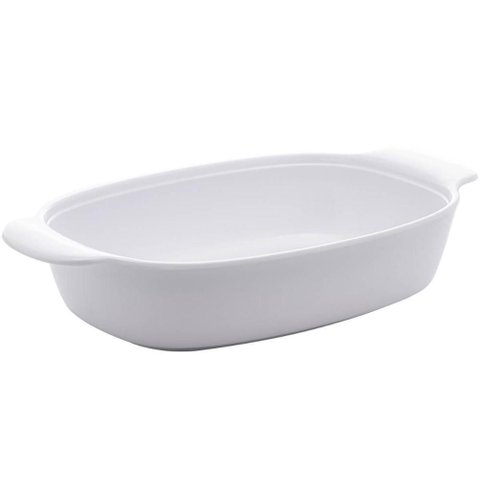 Kit 24 Travessas Lyor 31,5x18cm Melamina Branca Oval com Alç
