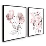 Quadro Para Sala Moderno Dupla Flores Rosa Artístico Desenho:Preta - 1