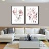 Quadro Para Sala Moderno Dupla Flores Rosa Artístico Desenho:Preta - 2