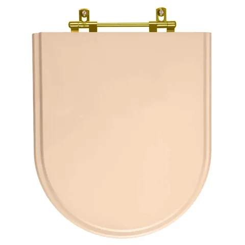 Assento Sanitário Carrara Rosa Floral para vaso Deca Com Ferragem Dourada