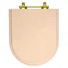 Assento Sanitário Carrara Rosa Floral para vaso Deca Com Ferragem Dourada - 1