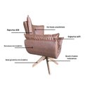 Ver imagem 2 de Poltrona Giratória Estofada Madeira Maciça Anatômica Courino:preto