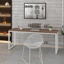 Ver imagem 2 de Mesa Kuadra Diretor 180x70x75cm Nogal - Est. Branca