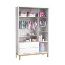 Ver imagem 2 de Dormitório Completo Infantil Classic 3 Portas, Cômoda 6 Gavetas, Berço Branco Fosco com Pés Madeira