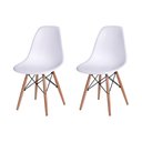 Ver imagem 4 de Jogo de Mesa de Jantar Eames Eiffel Redonda 80cm Tampo de Madeira Branco com 2 Cadeiras Branca