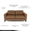 Ver imagem 3 de Sofá Sala de Estar Living 3 Lugares 280cm Presley Pés Madeira Couro Conhaque G52 - Gran Belo