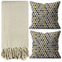 Ver imagem 1 de Kit 1 Manta para Sofá Bege 2,40 X 1,80 + 2 Capas de Almofada