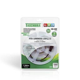 Fita LED Pro 7,2W 90 LEDs/Metro 5 Metros 12v Bivolt IP20 6500K Taschibra - 5