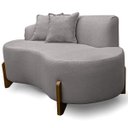 Ver imagem 2 de Sofá Curvo Pé de Madeira 2 Lugares Feijão Forma Orgânica Linho