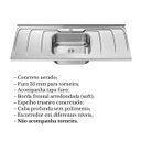 Ver imagem 2 de Pia Cozinha em Aço Inox Dubai Furo na Bancada 1.20m Ghelplus