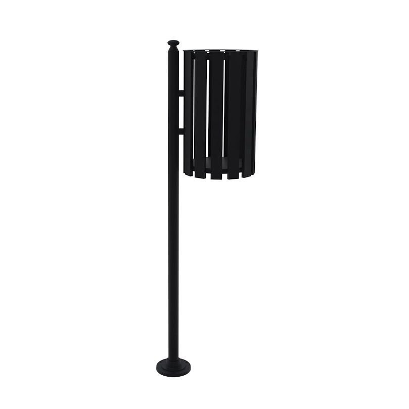 Lixeira de Rua Pátios Parques Simples Tubular Preta 151cm