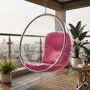 Ver imagem 1 de Poltrona Bubble Chair Veludo Linha Premium Decorativa Sala Quarto Recepção Design Moderno - Rosa