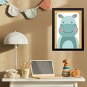 Ver imagem 2 de Quadro Infantil Safari - Hipopótamo 24x18cm:moldura Branca