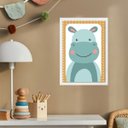 Ver imagem 1 de Quadro Infantil Safari - Hipopótamo 24x18cm:moldura Branca