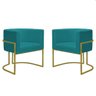 Kit 2 Poltronas Decorativa Nayara Base Ferro Dourado Twdecora Suede - 1