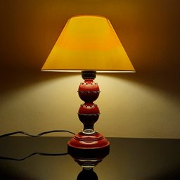 Abajur Moderno Luminária Quarto Sala Perry Vermelho Málaga e Dourado - 6