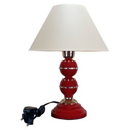 Abajur Moderno Luminária Quarto Sala Perry Vermelho Málaga e Dourado - 1