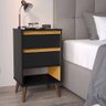 Mesa de Cabeceira Retrô Taurus 2 Gavetas Pés Madeira Preto com Nature - 2