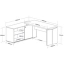 Ver imagem 4 de Escrivaninha Mesa Escritório em L Diretor Smart 1 Porta 2 Nichos 168,5cm Olmo e Branco Artany