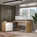 Ver imagem 2 de Escrivaninha Mesa Escritório em L Diretor 1 Porta 2 Nichos 135x168,5cm Smart